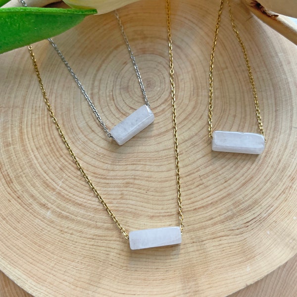 White Jade Pendant Necklace, White Crystal Necklace, Dainty Good Luck Gemstone, Natural Jade Necklace, Gift for her