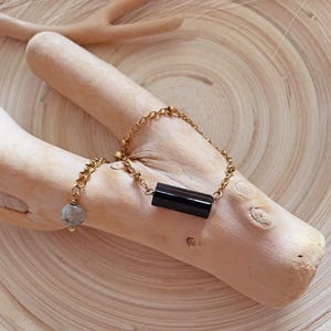 Black Tourmaline Bracelet Raw Crystal , Genuine Black Tourmaline adjustable Bracelet, Black Tourmaline Protection Stone