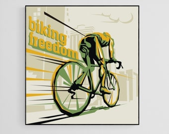 Cycling Biking Poster Print - Biking Freedom | Cycling Fan Present Gift | Cycling Wall Art