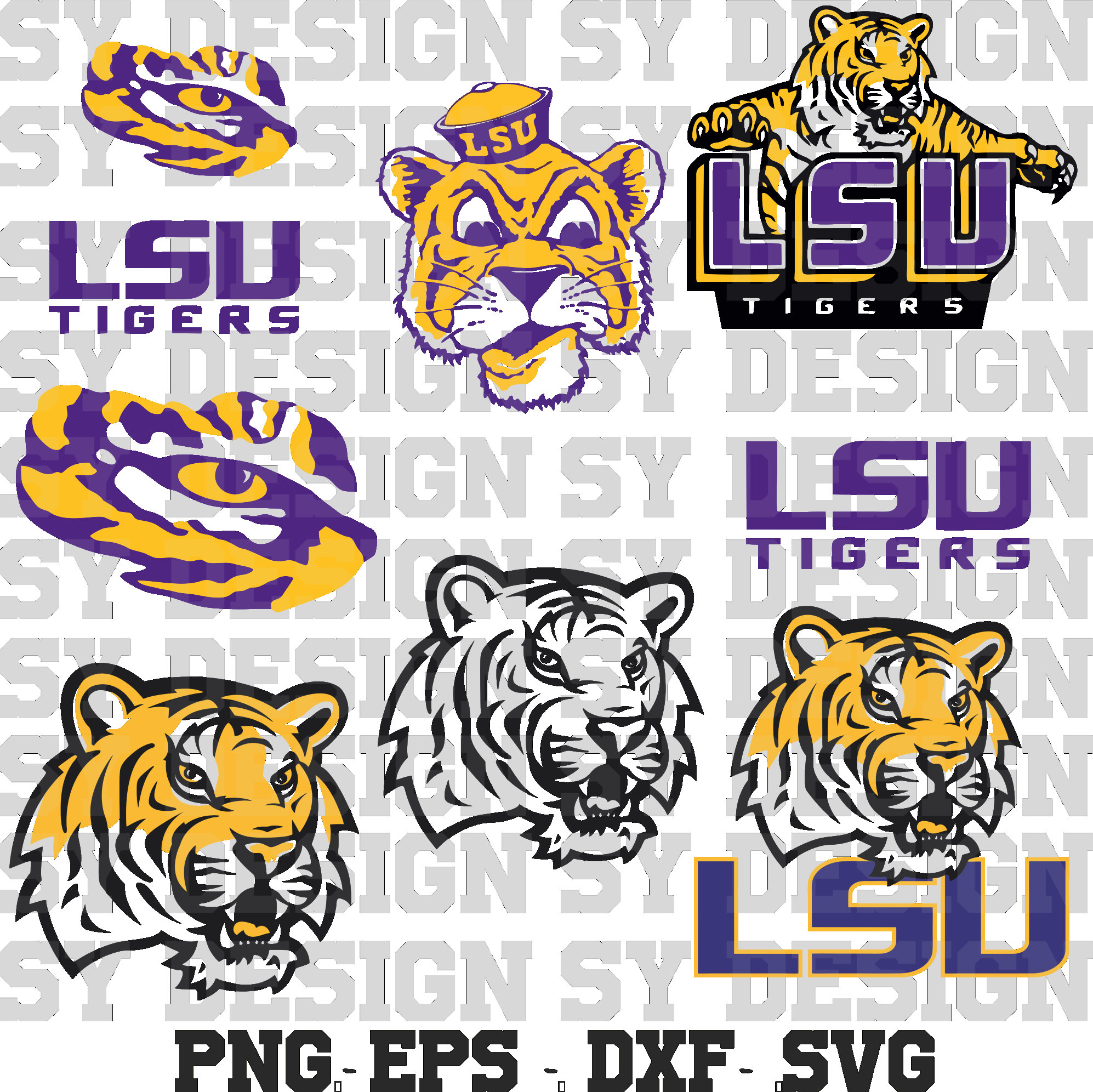 Geaux Tigers Hand Drawn Sublimation Design