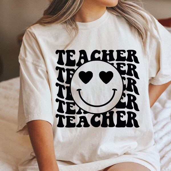 Teacher SVG, Teacher Shirt Svg, Happy Face Teacher, Educator Svg, Teacher Life Svg, Back to School Svg, Teacher svg for cricut, Silhouette