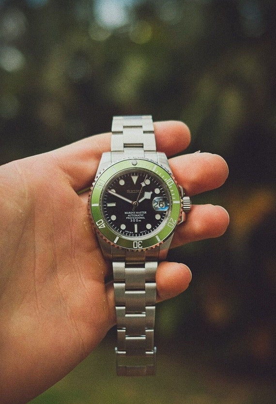 Seiko Mod Signature Kermit Watch Green Bezel Black Sunburst - Etsy Australia