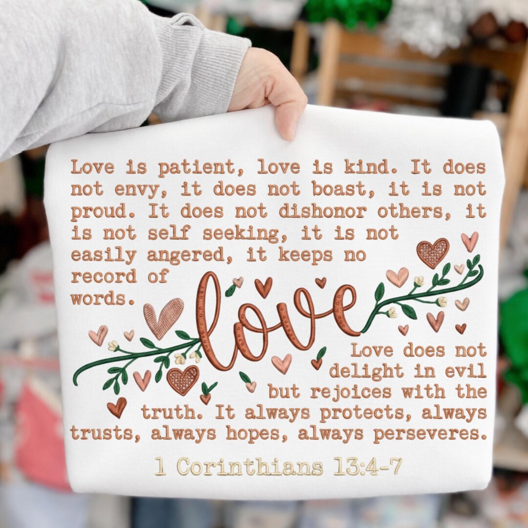Love is Patient Bible Verse PNG, 1 Corinthians 13:4-7 Christian Quote ...