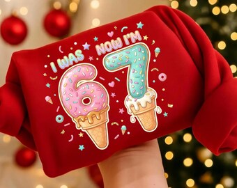 I Was 6 Now I'm 7 Birthday PNG, Funny 7th B-day Gift (Digital Download)
