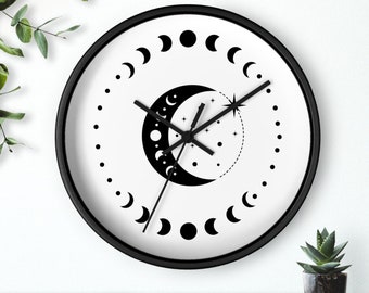 Moon phases wall clock, Wall Clock, phase of moon, moon wall art,moon home decor,moon wall clock, Moon Clock, Unique Moon Phase Clock, clock
