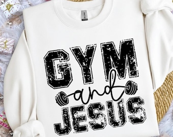 Gym and Jesus PNG, Vintage Christian Fitness Sublimation (Digital Download)
