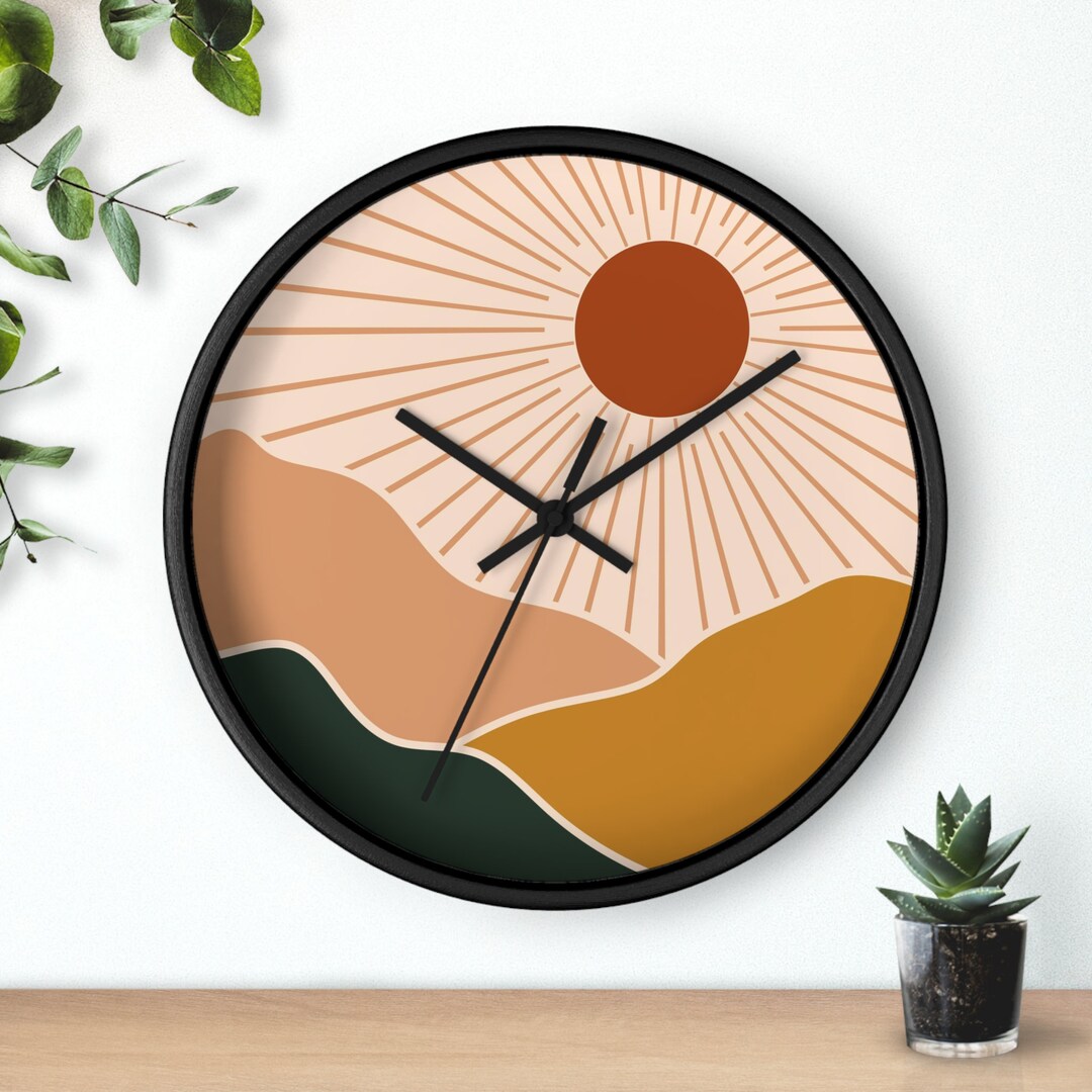 Sunset Metal Wall Clock, Boho Wall Clock, Bohemian Wall Clock , Sunset