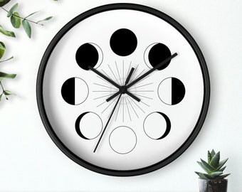 Moon phases wall clock, Wall Clock, phase of moon, moon wall art,moon home decor,moon wall clock, Moon Clock, Unique Moon Phase Clock, clock
