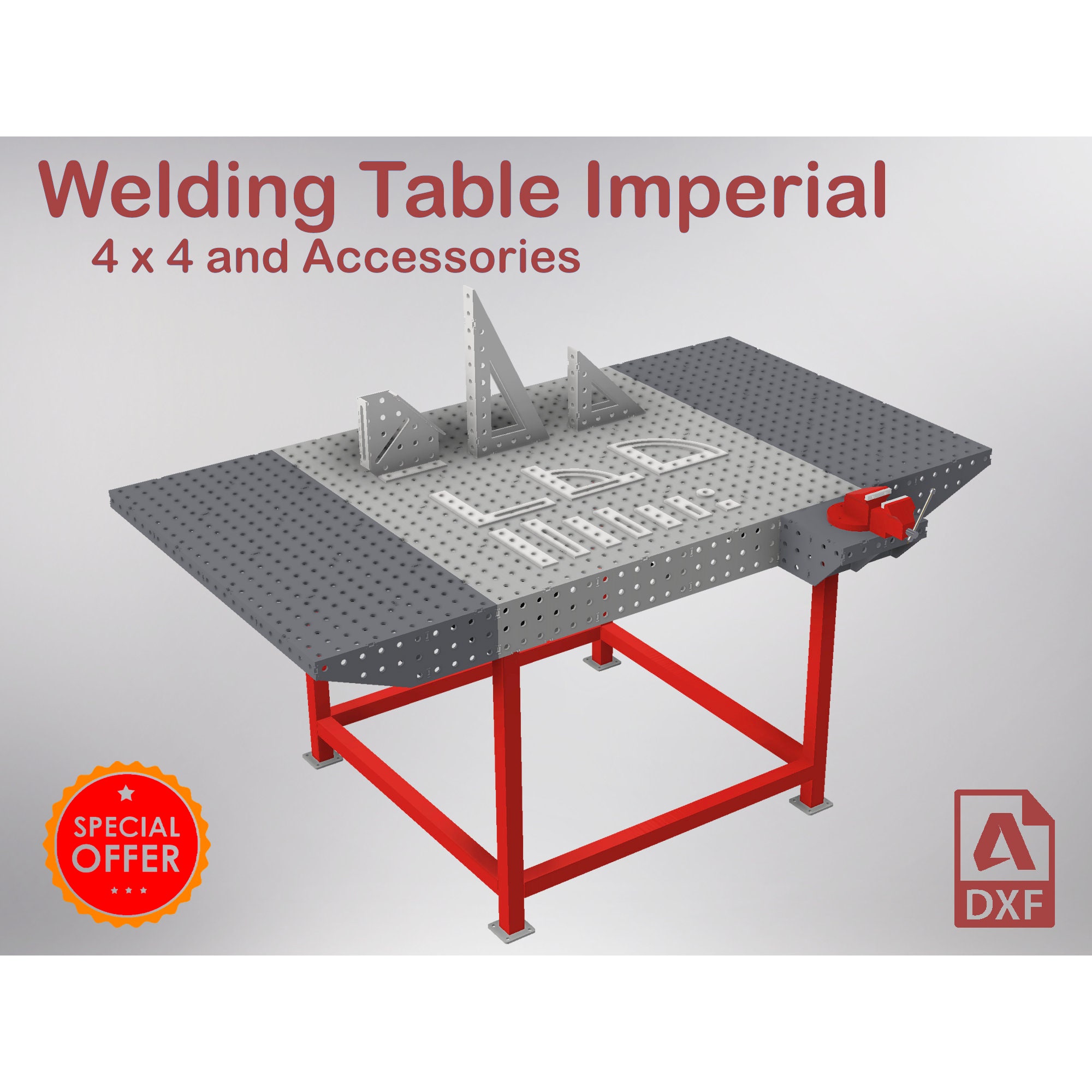 Welding Table 4 X 4 (48 X 48 X 1/4 Inch Steel) & Accessories