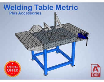 Welding Table 100 x 100 x 6mm & Accessories Metric - Laser cutting DXF files