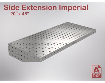Side Extension Imperial - 48 x 20 x 1/4 inch steel - for fab block, fixture, welding table - Laser cutting DXF files