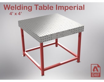 Welding Table 4 x 4 (48 x 48 x 1/4 inch steel) - Imperial - fab block table - fixture table - Laser cutting DXF files