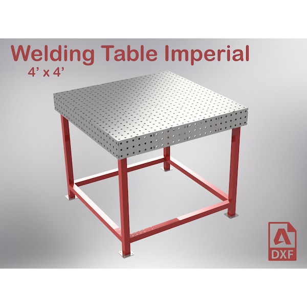 Welding Table 4 x 4 (48 x 48 x 1/4 inch steel) - Imperial - fab block table - fixture table - Laser cutting DXF files