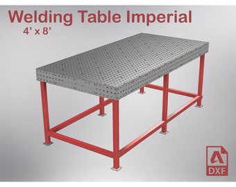 Welding Table 4 x 8 (48 x 96 x 1/4 inch steel) - Imperial - fab block table - fixture table - Laser cutting DXF files