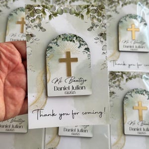 Gold Cross Baptism Magnet, Personalized Baptism Favor For Guest, Recuerdo de Bautizo, Mi Bautizo, Christening Favor, Confirmation Dedication