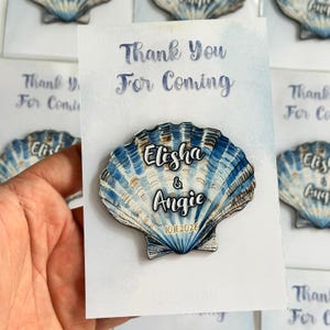 Seashell Wedding Party Favor Magnet, Ocean Theme Wedding Guest Gift, Save The Date, Bridal Shower Party Favor, Engagement or Bachelorette
