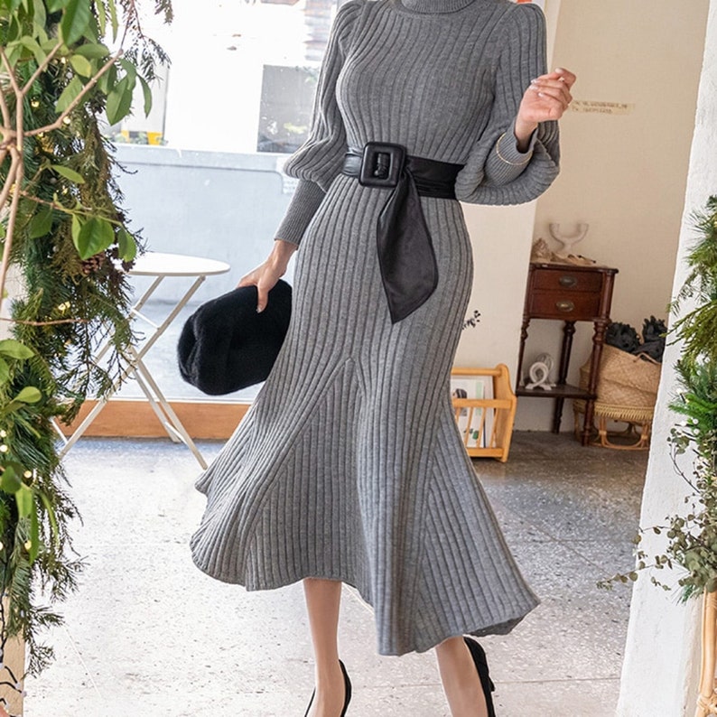 Semi-High Neck Winter Dress