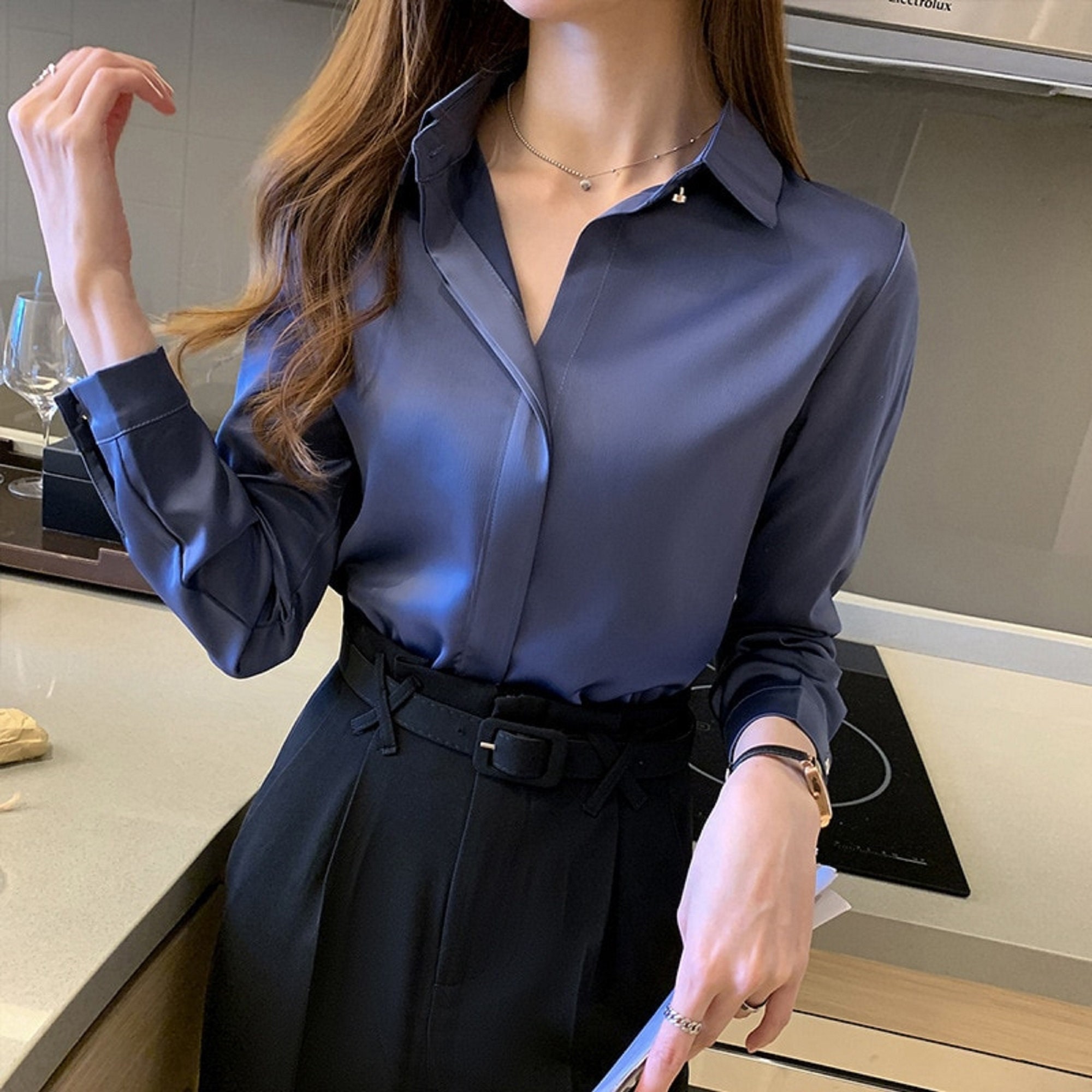 silk satin women's shirt