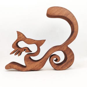 Cat, minimal handmade wood art