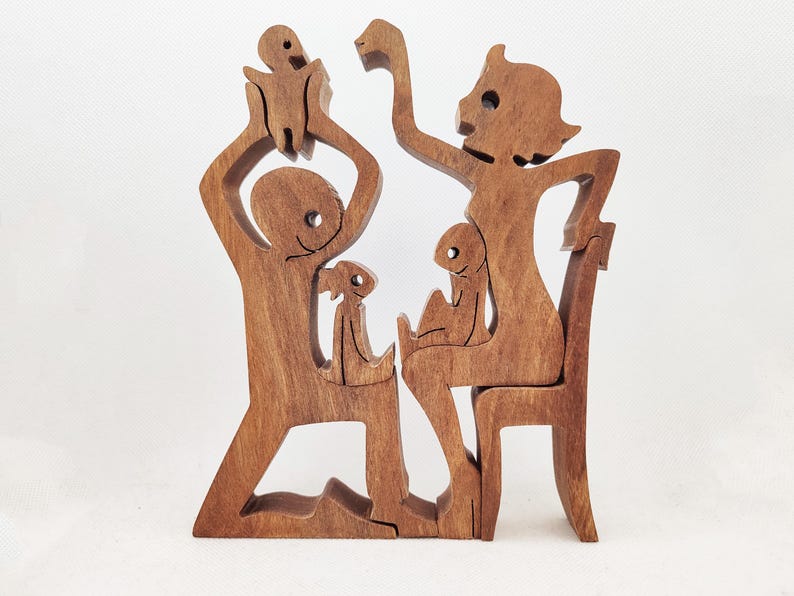 Happy Family, Handmade Wooden Art - Etsy