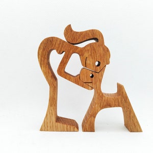 Woman and dog / oak wood