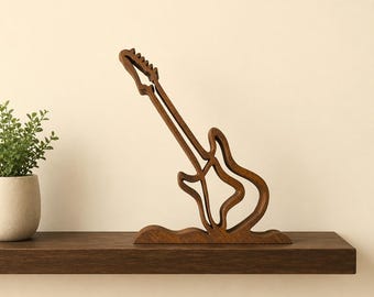 Guitar, minimal handmade wooden art