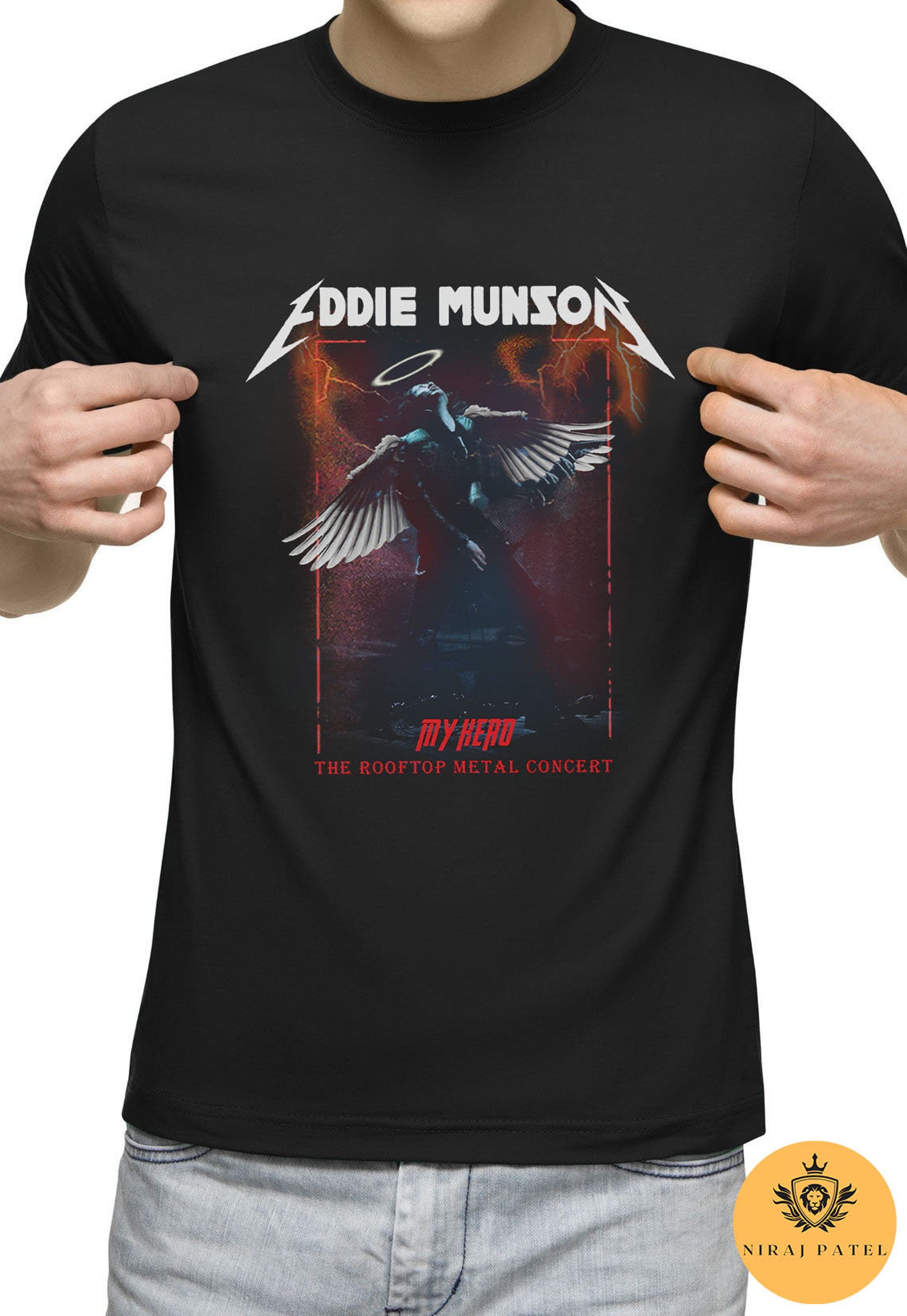 Discover Eddie Munson Play Guitar Shirt, Eddie Guitar Shirt, Munson Shirt, Eddie Munson Vintage Bootleg 90s Inspired Tee, Joseph Quinn Shirt