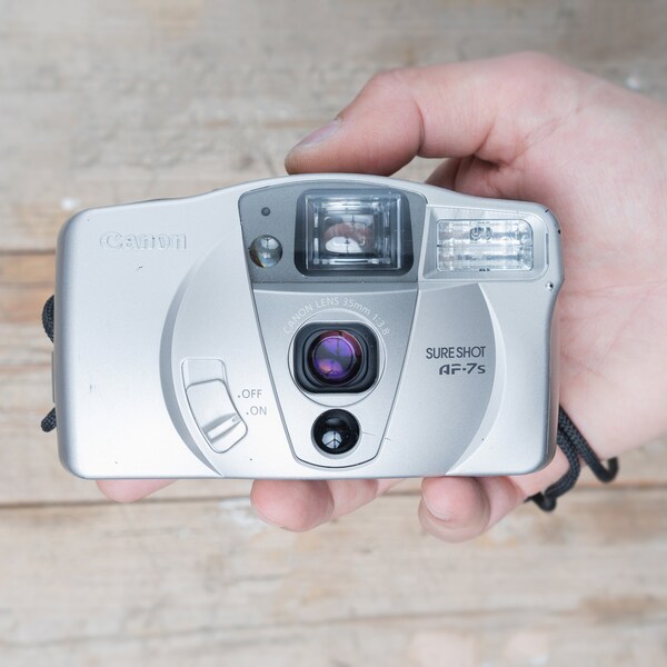 Canon Sure Shot AF-7s / Canon Prima AF-9 S / Canon Sure Shot Owl PF / 35mm f/4.5 Lens / Silver 35mm Point and Shoot Film Camera / Tested