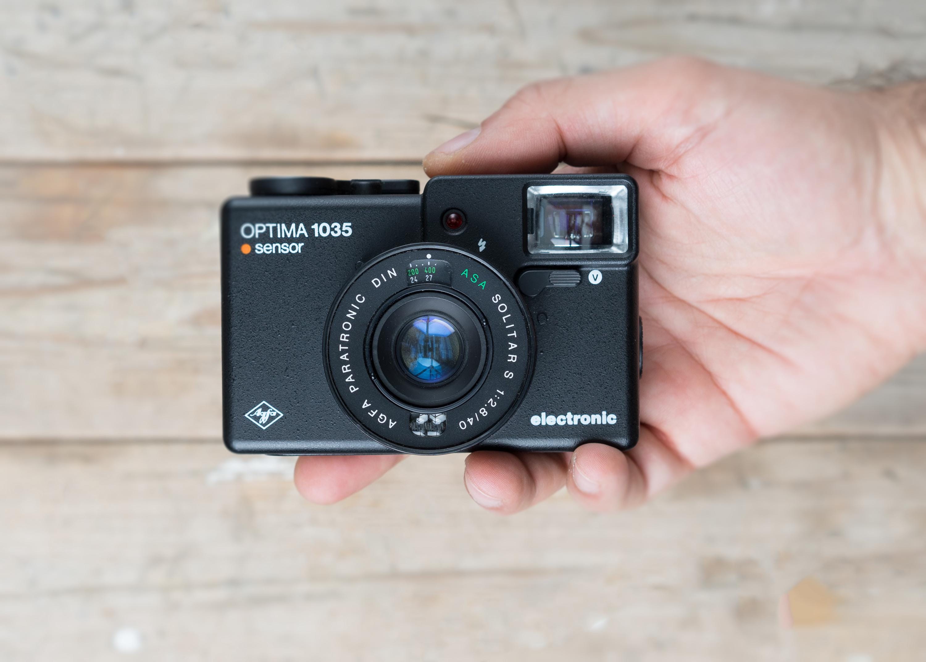 箱入り Agfa Optima 1035 / 35 mm フィルム カメラ、ソリター レンズ