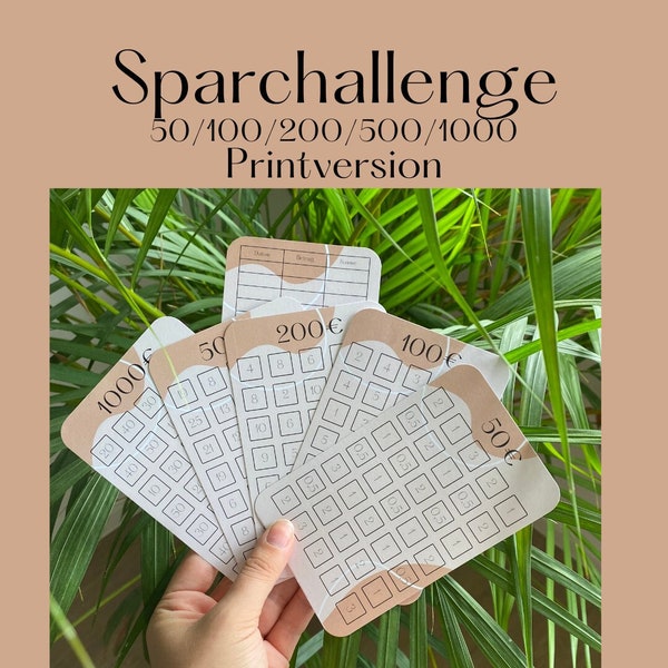 Sparchallenge 50/100/200/500/1000 Euro, Umschlagmethode