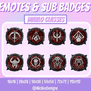 Diablo Sub Badges & Emotes / Bit badges / Youtube / Twitch Emotes / Sub Badges / Diablo Sub Badges / Diablo Emotes / Diablo 4 / Diablo IV