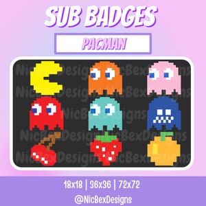 Pixel Pacman Twitch Sub Badges / Streamer / Sub Badges / Twitch Stream / Retro Sub Badges / Retro / Arcade Game Badges / Pixel Sub Badges