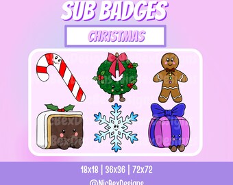 Christmas Twitch Sub Badges / Stream badges / Youtube / Cheer Badges/ Candy Cane / Kawaii / Holiday Sub Badges / Sub badges / Xmas Streamer