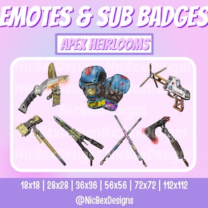 Apex Legends Twitch Sub Badges & Emotes / Bit badges / Youtube / Twitch Emotes / Sub Badges / Apex Sub Badges / Apex Emotes / Apex Heirlooms