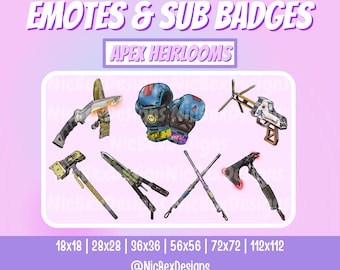 Apex Legends Twitch Sub Badges & Emotes / Bit badges / Youtube / Twitch Emotes / Sub Badges / Apex Sub Badges / Apex Emotes / Apex Heirlooms