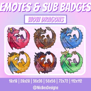 Dragon Twitch Sub Badges & Emotes / Streamer / Youtube / Dragon / Sub Badges / WoW Sub Badges / WoW Emotes / Dragons / Whimsical Stream