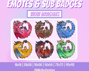 Badge e emote per abbonamenti Twitch a tema drago / Streamer / Youtube / Drago / Badge per abbonamenti / Badge per abbonamenti WoW / Emote WoW / Draghi / Streaming stravagante