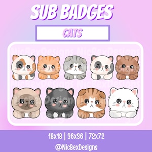 Cat Twitch Sub Badges / Bit badges / Youtube / Cheer Badges/ Subscriber Badges / Kawaii / Cat Sub Badges / Sub badges / Cats / kitty