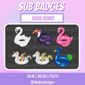 Pool Float Twitch Sub Badges / Bit badges / Hot Tub Stream Sub Badges / Cheer Badges/ Pool Party Sub Badges / Twitch Sub Badges / Sub Badges