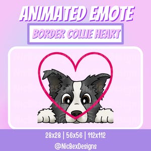 Border Collie Love Twitch Animated Emote / Streamer / Dog Emote / Stream Emote / Vtuber / Dog Heart Emote / Sheep Dog Animated Emote Cute