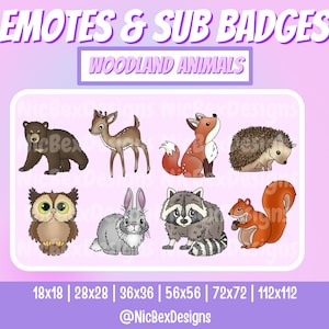 Cottagecore Twitch Sub Badges & Emotes / Fox Badges / Youtube / Animal Emotes / Bear Emote / Whimsical Emotes / Whimsical Stream Badges