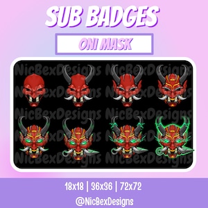 Oni Mask Twitch Sub Badges / Bit badges / Youtube / Cheer Badges / Subscriber Badges / Oni Sub Badges / Sub badges / Japanese Badges / Japan