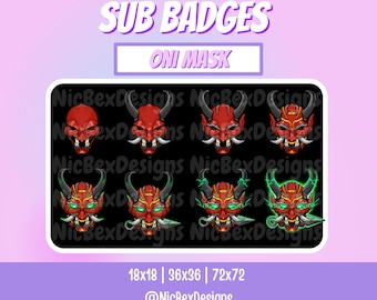 Oni Mask Twitch Sub Badges / Bit badges / Youtube / Cheer Badges / Subscriber Badges / Oni Sub Badges / Sub badges / Japanese Badges / Japan