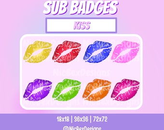 Bacio Twitch Sub Badge / Bit badge / Youtube / Twitch Stream / Sub Badge / Labbra rosse Sub badge / Emote labbra / Bacio / Rossetto / Labbra rosse