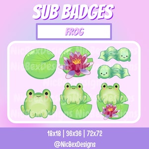 Frog Twitch Sub Badges / Frog Sub Badges / Streamer / Youtube / Frog stream Badges / Kawaii Frog / Whimsical Sub Badges / Cottagecore Stream