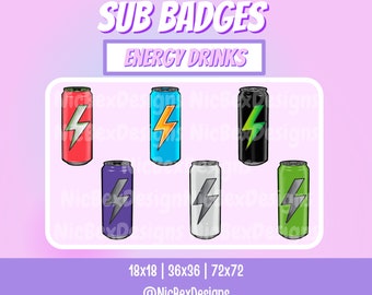 Energy Drink Twitch Sub Badges / Bit Badges / Streamer / Youtube / Cheer Badges / Subscriber Badges / Drink Sub Badges / Cheers / Streamer