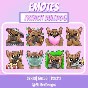 French Bulldog Twitch Emotes / Streamer / Youtube / Bulldog Stream Emotes / Dog Emote / Dog Emotes / French Bulldog Emotes / Frenchie Emote