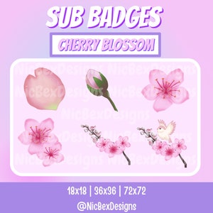 Sakura Cherry Blossom Twitch Sub Badges / Bit badges / Streamer / Youtube / Cheer Badges / Subscriber Badges / Cherry Blossom Stream / Pink