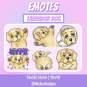 Labrador Dog Twitch Emotes / Bit badges / Streamer / Youtube / Twitch Emotes / Sub Badges / Dog Emotes / Labrador Emotes / Hype Emote / Lurk