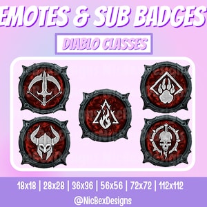 Diablo Sub Badges & Emotes / Bit badges / Youtube / Twitch Emotes / Sub Badges / Diablo Sub Badges / Diablo Emotes / Diablo 4 / Diablo IV